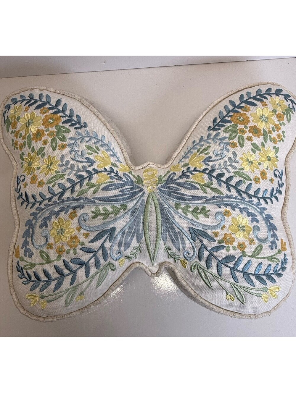 Lillian August Home Butterfly Accent Embroidered Decorative Pillow Floral BOHO